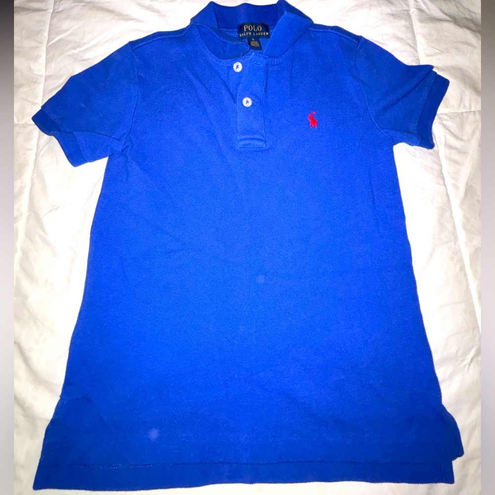 Boys gently used Blue classic Ralph Lauren Polo Shirt. Size 6.